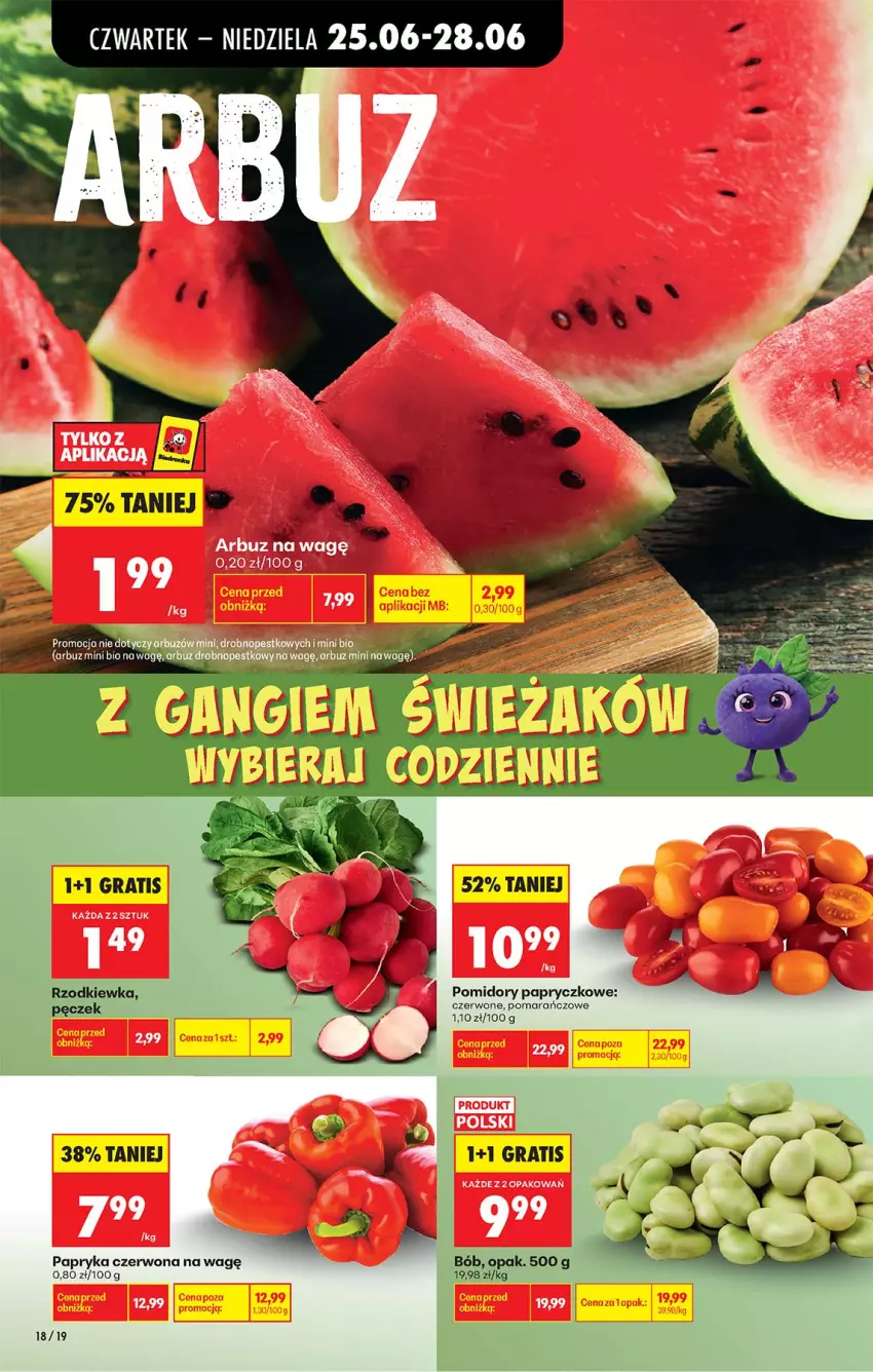 Gazetka promocyjna Biedronka - Od Czwartku - ważna 25.06 do 01.07.2026 - strona 20 - produkty: Arbuz, Gra, Papryka, Papryka czerwona, Pomidory