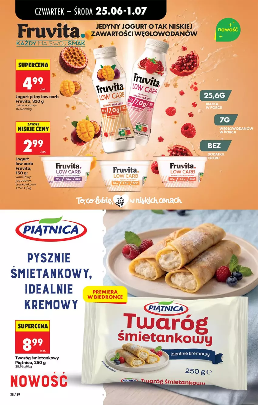 Gazetka promocyjna Biedronka - Od Czwartku - ważna 25.06 do 01.07.2026 - strona 44 - produkty: Jogurt, Jogurt pitny, Piątnica, Twaróg, Twaróg śmietankowy, Woda