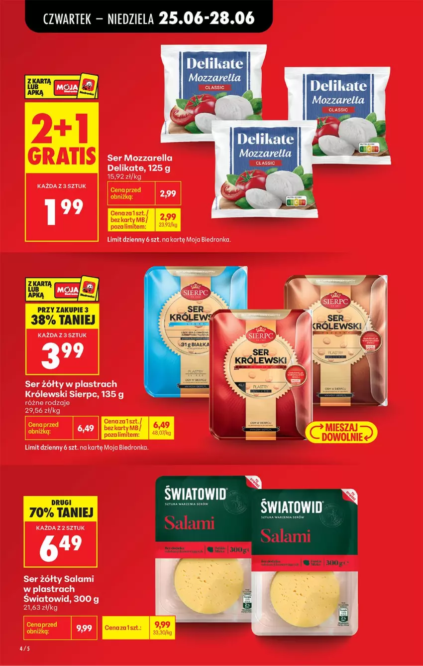 Gazetka promocyjna Biedronka - Od Czwartku - ważna 25.06 do 01.07.2026 - strona 6 - produkty: Królewski, Mozzarella, Salami, Ser