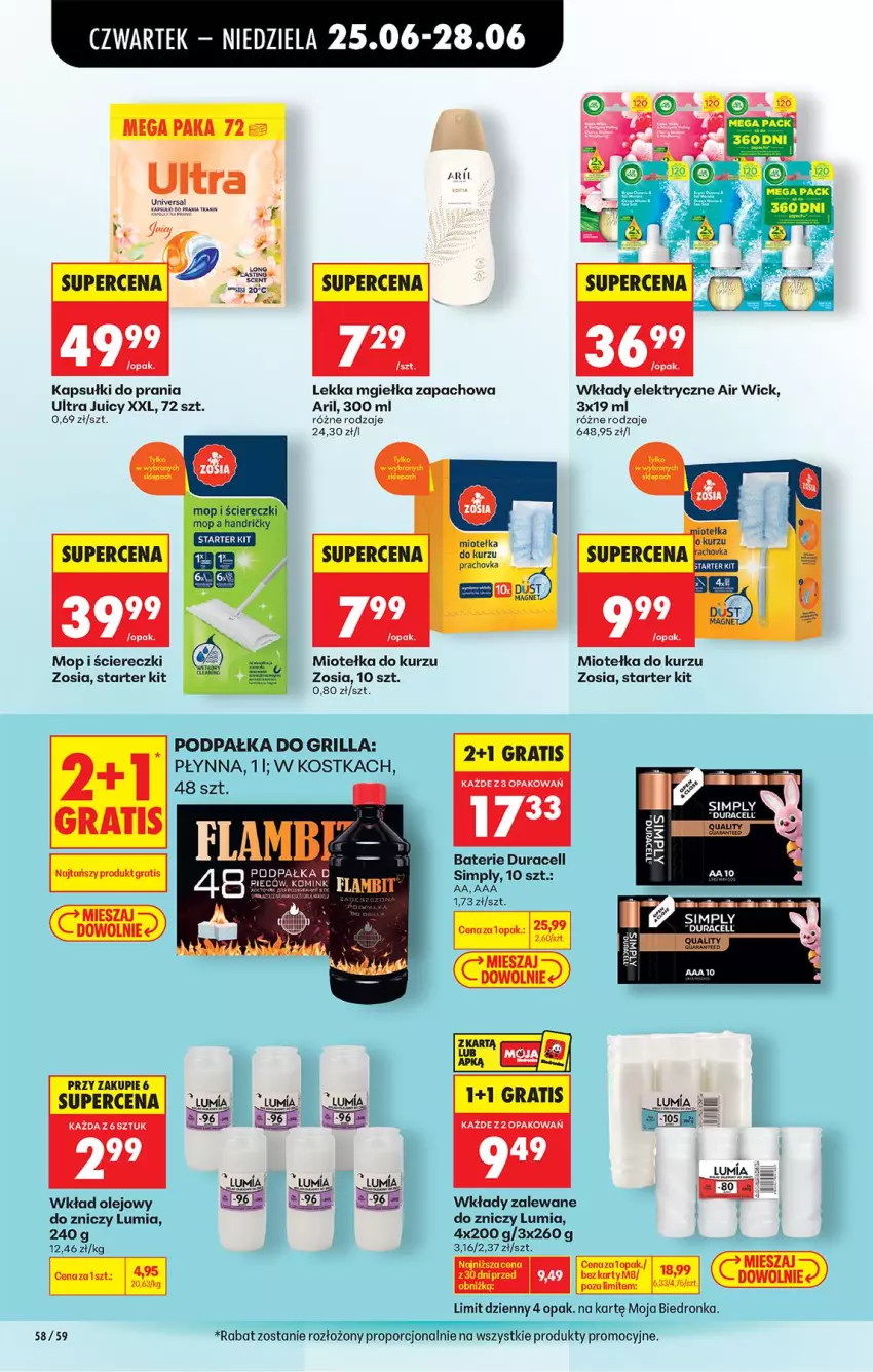Gazetka promocyjna Biedronka - Od Czwartku - ważna 25.06 do 01.07.2026 - strona 72 - produkty: Duracell, Fa, Gra, Grill, Kapsułki do prania, Mop, Olej, Por, Top, Wkład olejowy, Znicz