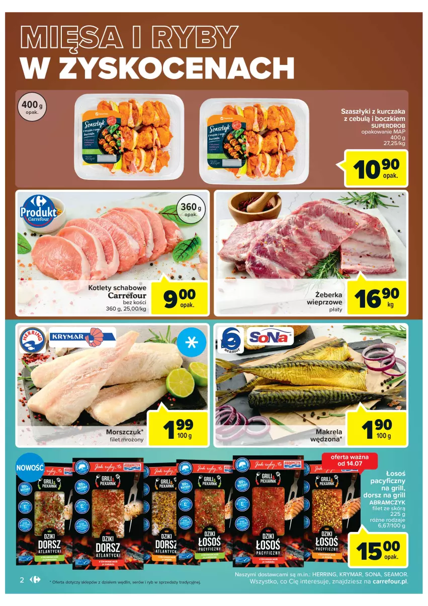 Gazetka promocyjna Carrefour - Gazetka Targ świeżości - ważna 12.07 do 18.07.2022 - strona 2 - produkty: Dorsz, Grill, Koc, Kotlet, Kurczak, Ser