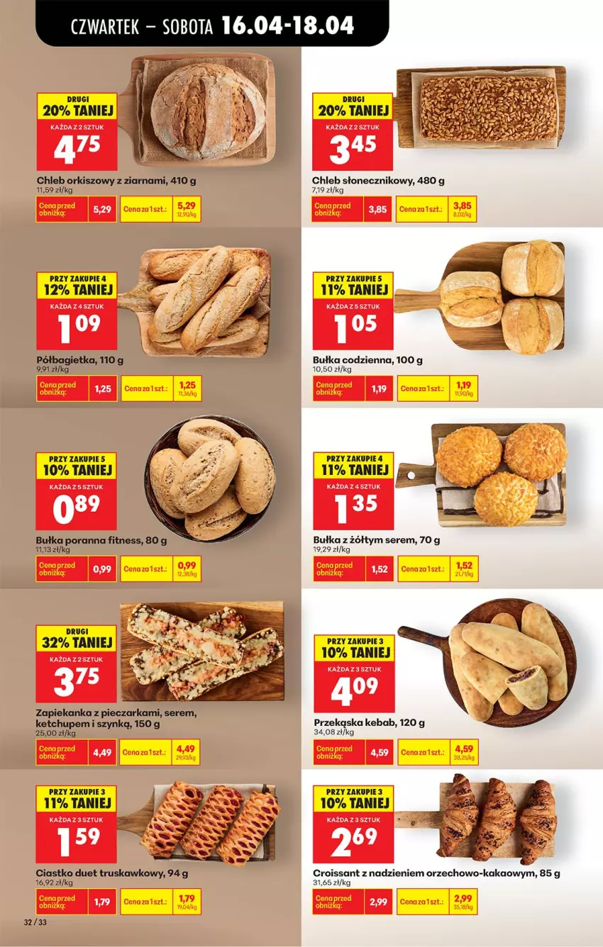 Gazetka promocyjna Biedronka - Od Czwartku - ważna 16.04 do 22.04.2026 - strona 44 - produkty: Bagietka, Bułka, Chleb, Croissant, Kakao, Kebab, Ketchup, Piec, Pieczarka, Półbagietka, Por, Ser, Zapiekanka