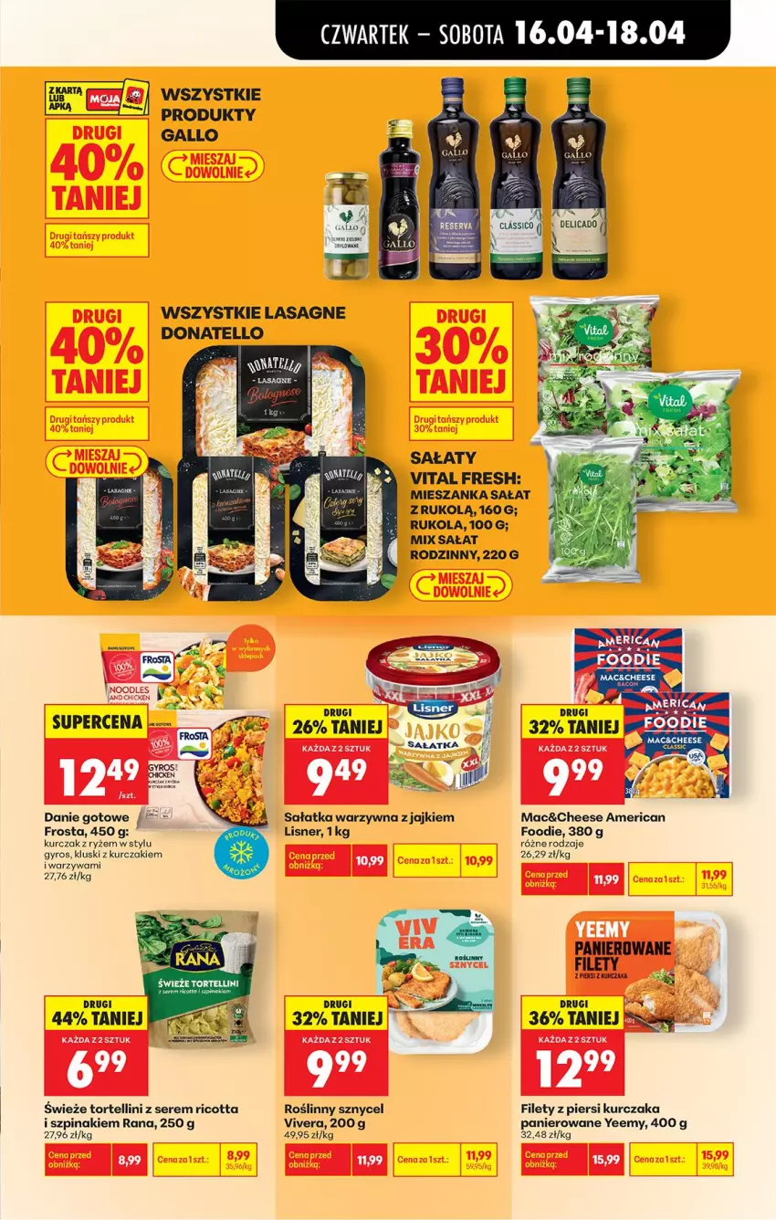 Gazetka promocyjna Biedronka - Od Czwartku - ważna 16.04 do 22.04.2026 - strona 53 - produkty: Danie gotowe, Frosta, Gyros, Kozaki, Kurczak, Lasagne, Lisner, Mieszanka sałat, Ricotta, Rukola, Ryż, Sałat, Sałatka, Sałatka warzywna, Ser, Sito, Szpinak, Warzywa