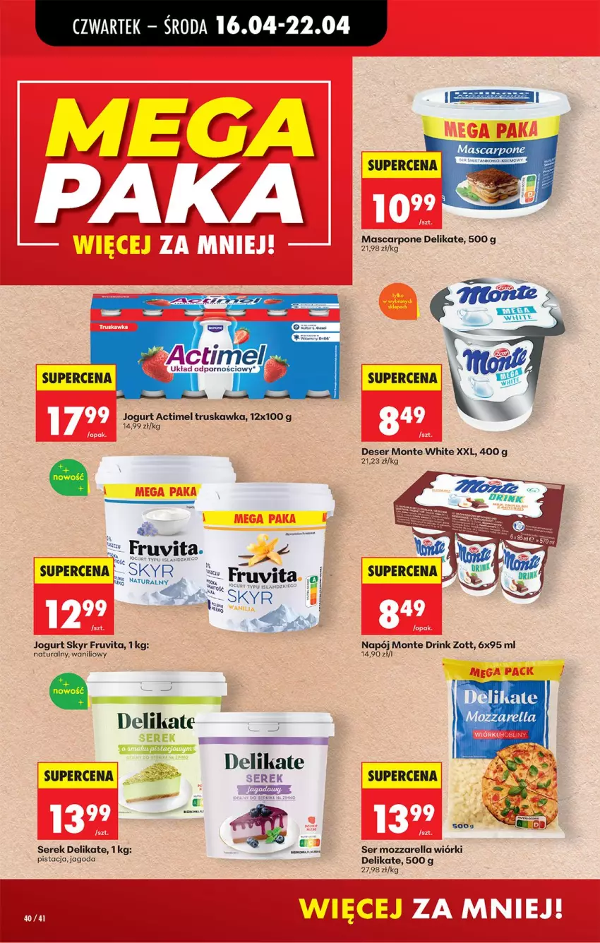 Gazetka promocyjna Biedronka - Od Czwartku - ważna 16.04 do 22.04.2026 - strona 54 - produkty: Actimel, Deser, Isla, Jogurt, Mascarpone, Monte, Mozzarella, Ser, Serek, Zott