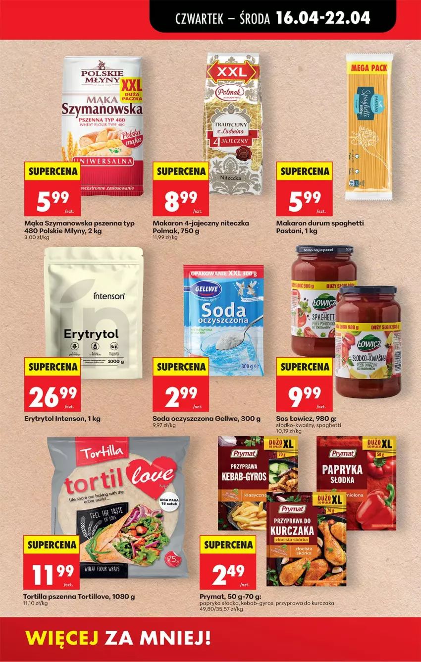 Gazetka promocyjna Biedronka - Od Czwartku - ważna 16.04 do 22.04.2026 - strona 57 - produkty: Gyros, Kebab, Kurczak, Mąka, Makaron, Olma, Papryka, Papryka słodka, Polskie Młyny, Prymat, Rum, Soda oczyszczona, Sos, Spaghetti, Tortilla