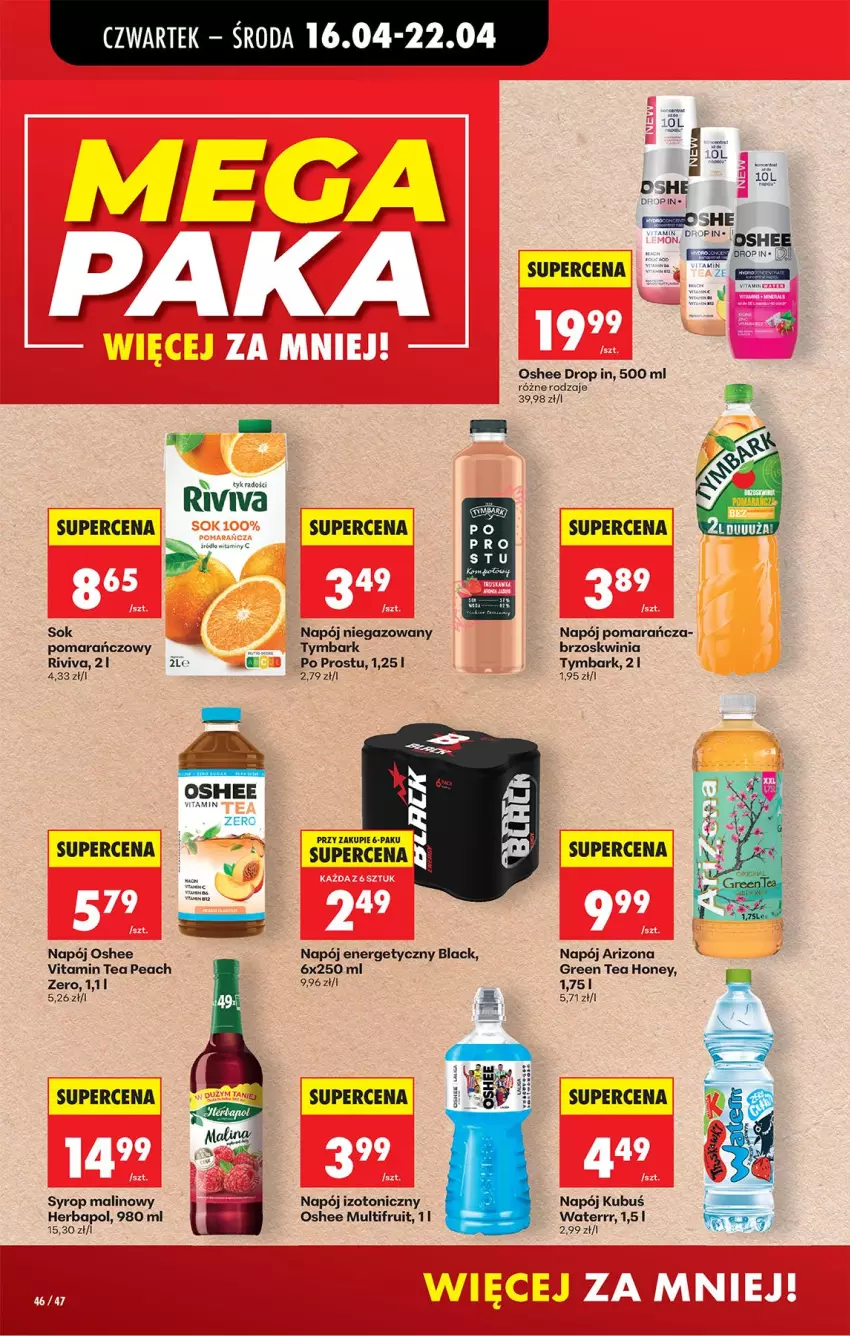 Gazetka promocyjna Biedronka - Od Czwartku - ważna 16.04 do 22.04.2026 - strona 60 - produkty: Herbapol, Kubuś, Kubuś Waterrr, Lack, Napój, Napój energetyczny, Napój izotoniczny, Napój niegazowany, Oshee, Sok, Sok pomarańczowy, Syrop, Tymbark