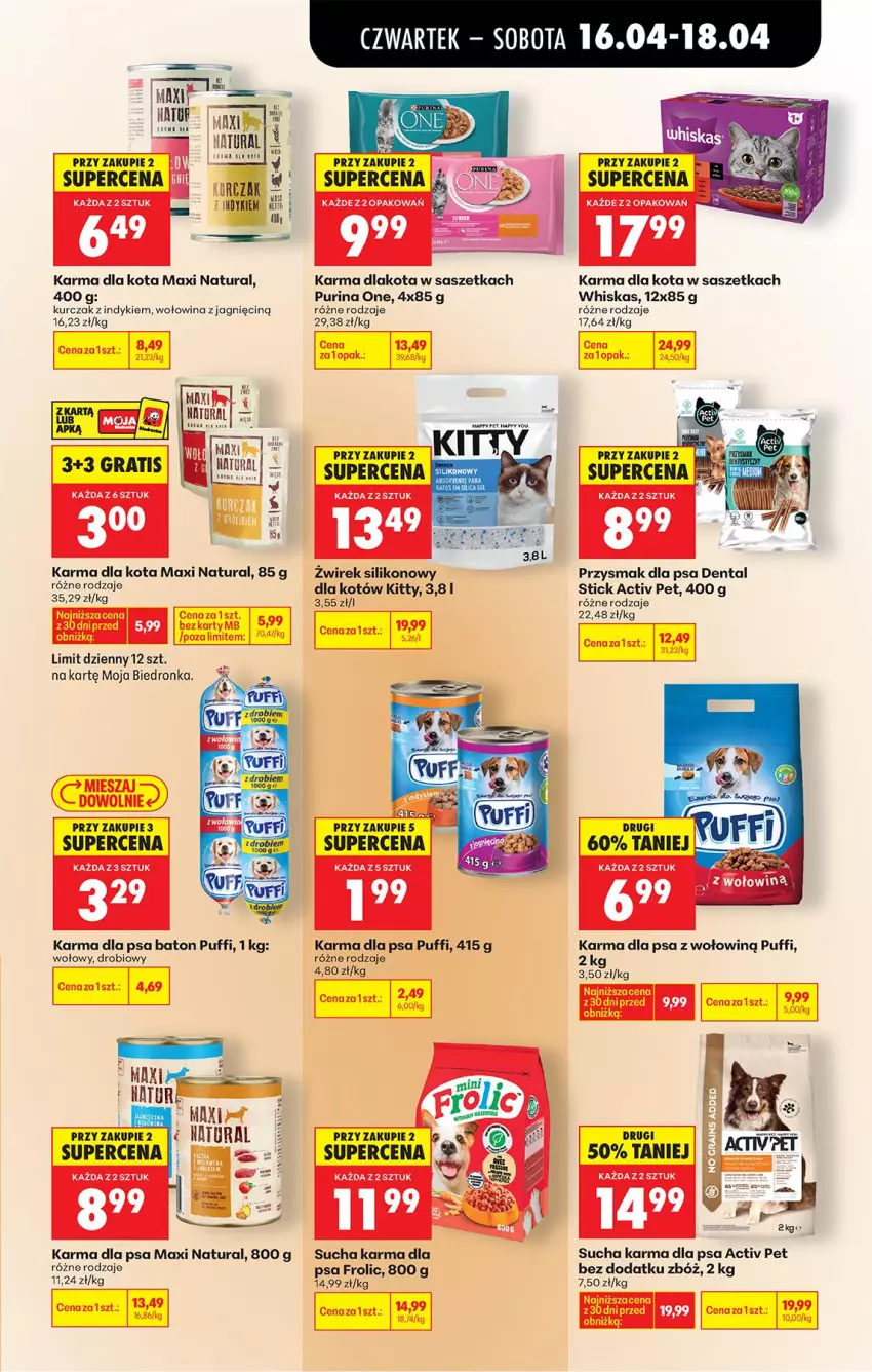 Gazetka promocyjna Biedronka - Od Czwartku - ważna 16.04 do 22.04.2026 - strona 83 - produkty: Baton, Gra, Kurczak, Przysmak dla psa, Puf, Pur, Purina, Sucha karma, Whiskas, Wołowina