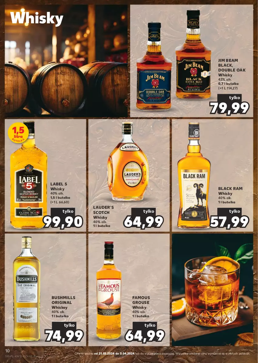 Gazetka promocyjna Kaufland - Barek Kauflandu - ważna 21.03 do 03.04.2024 - strona 10 - produkty: Bushmills, Fa, Gin, Jim Beam, Lack, Whiskey, Whisky