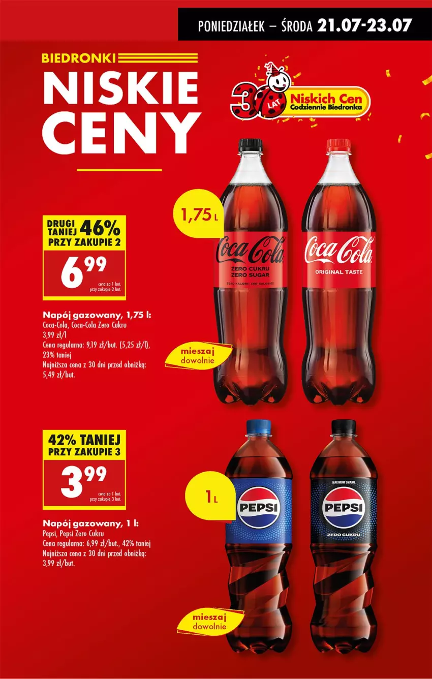 Gazetka promocyjna Biedronka - Od Poniedziałku - ważna 21.07 do 26.07.2025 - strona 15 - produkty: Coca-Cola, Napój, Napój gazowany, Pepsi