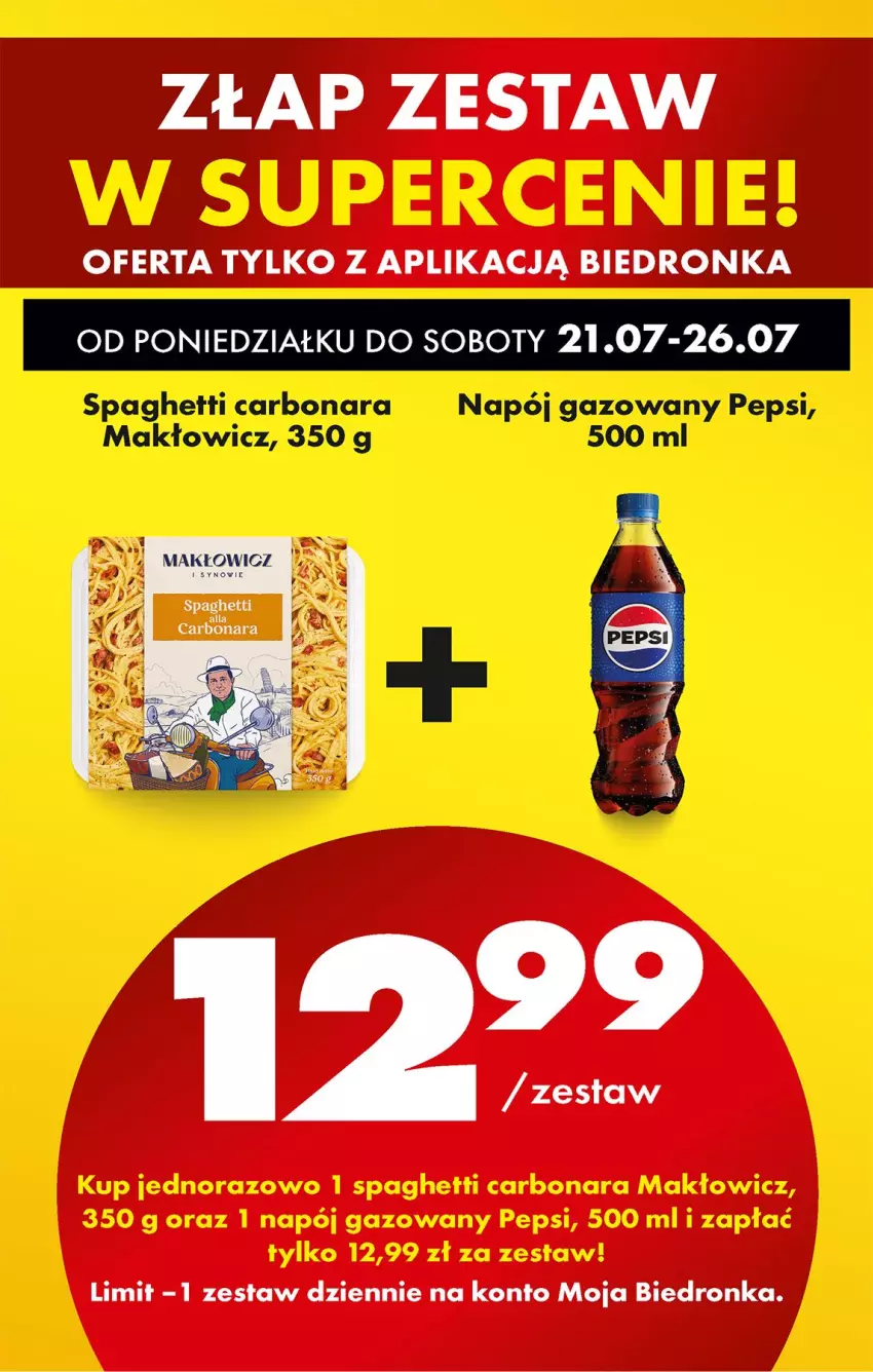 Gazetka promocyjna Biedronka - Od Poniedziałku - ważna 21.07 do 26.07.2025 - strona 2 - produkty: Napój, Napój gazowany, Pepsi, Spaghetti