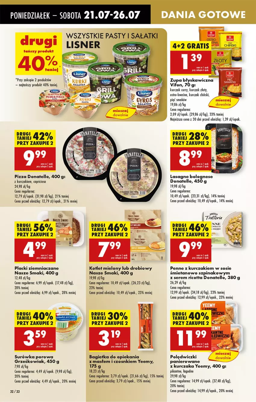 Gazetka promocyjna Biedronka - Od Poniedziałku - ważna 21.07 do 26.07.2025 - strona 44 - produkty: Bagietka, Fa, Gra, Kotlet, Kurczak, Lack, Lasagne, Lasagne bolognese, Lisner, Oleo, Penne, Pizza, Por, Ricotta, Sałat, Ser, Sos, Surówka, Szpinak, Zupa