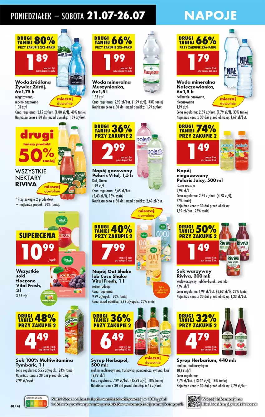 Gazetka promocyjna Biedronka - Od Poniedziałku - ważna 21.07 do 26.07.2025 - strona 58 - produkty: Fa, Herbapol, Kiwi, LANA, Mus, Muszynianka, Nałęczowianka, Napój, Napój gazowany, Napój niegazowany, Napoje, Nektar, Rum, Sok, Syrop, Tymbark, Woda, Woda mineralna, Woda zrodlana
