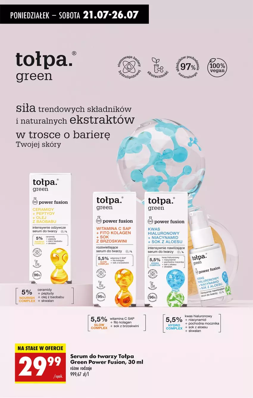 Gazetka promocyjna Biedronka - Od Poniedziałku - ważna 21.07 do 26.07.2025 - strona 70 - produkty: Fusion, Kolagen, Olej, Rum, Ser, Serum, Serum do twarzy, Sok, Tołpa