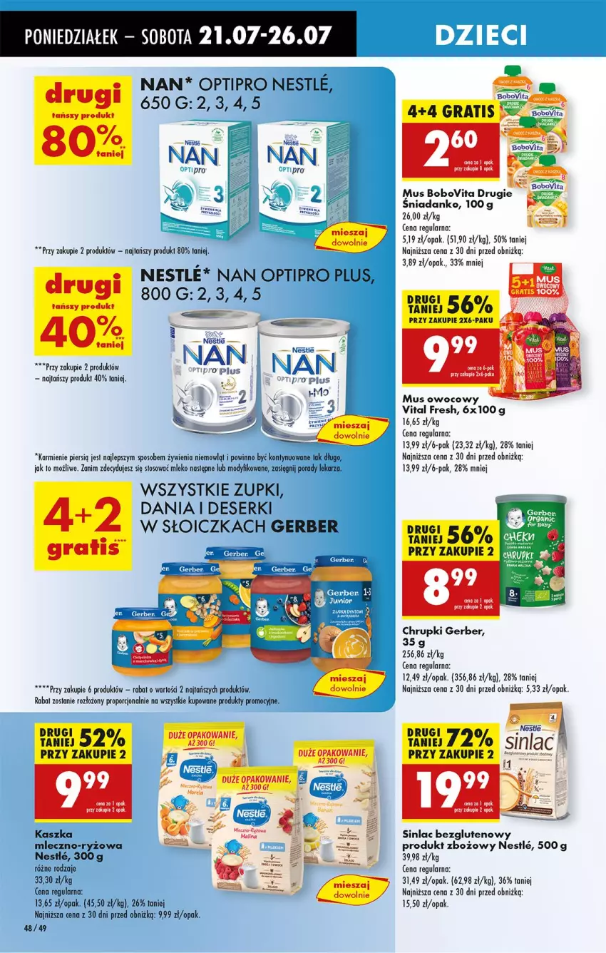 Gazetka promocyjna Biedronka - Od Poniedziałku - ważna 21.07 do 26.07.2025 - strona 72 - produkty: Chrupki, Deser, Gerber, Gra, Karmi, Mleko, Mus, NAN Optipro, O nas, Por, Ryż, Ser, Sinlac