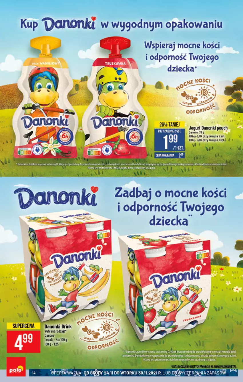 Gazetka promocyjna PoloMarket - Gazetka pomocyjna - ważna 24.11 do 30.11.2021 - strona 14 - produkty: Danone, Danonki, Jogurt, Por, Tran