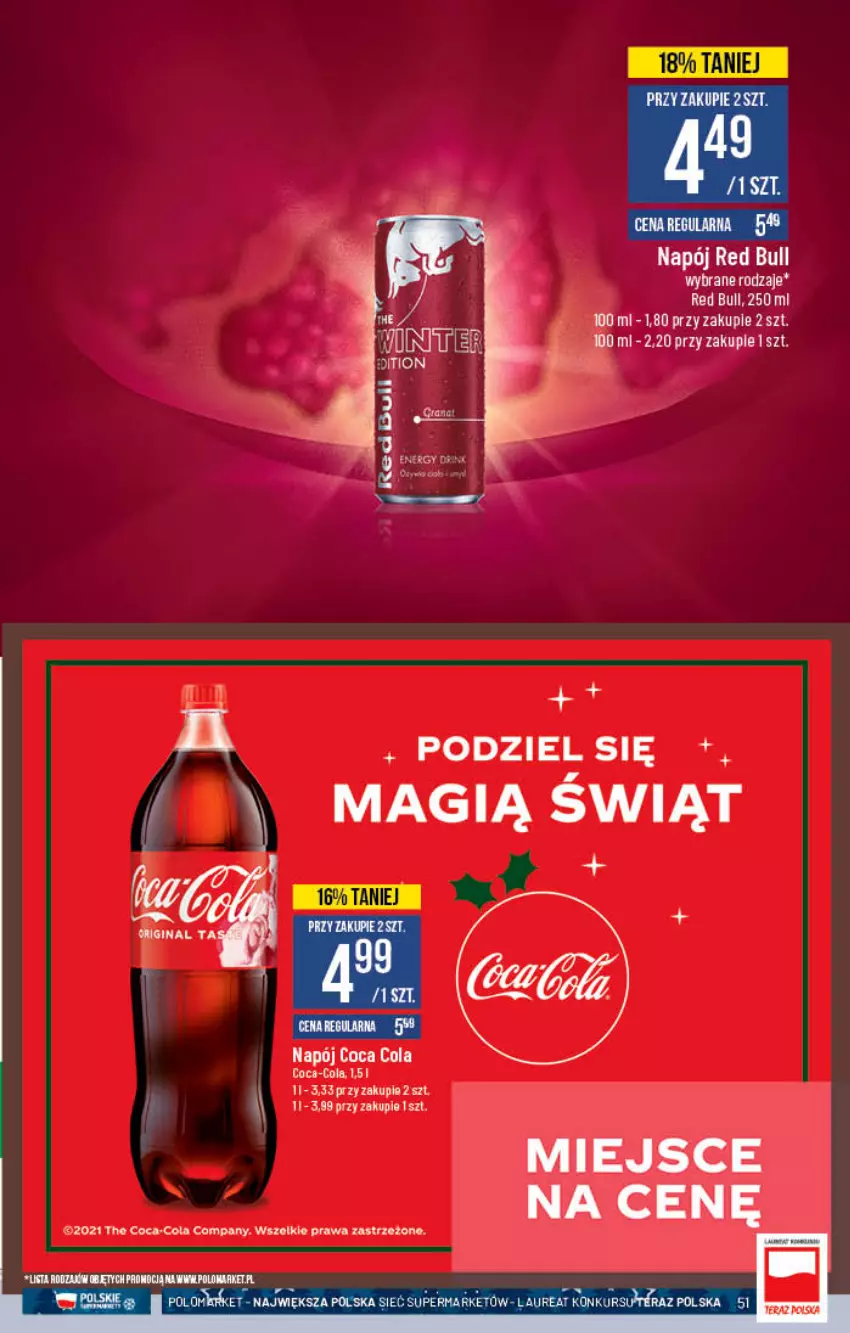 Gazetka promocyjna PoloMarket - Gazetka pomocyjna - ważna 24.11 do 30.11.2021 - strona 51 - produkty: Coca-Cola, Fa, Gin, Laur, Napój, Red Bull