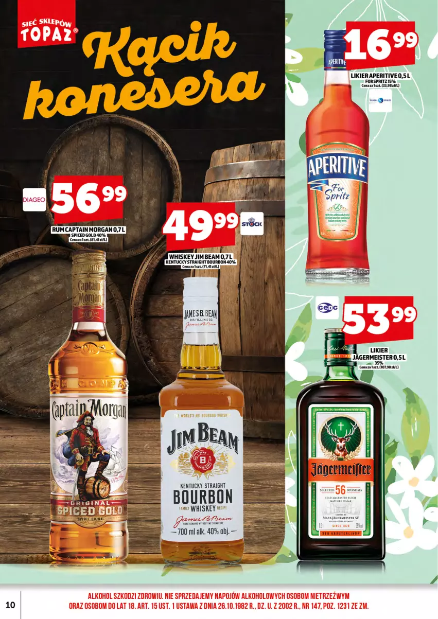 Gazetka promocyjna Topaz - Gazetka - ważna 17.07 do 31.07.2026 - strona 12 - produkty: Bourbon, Captain Morgan, Jagermeister, Likier, Rum, Whiskey
