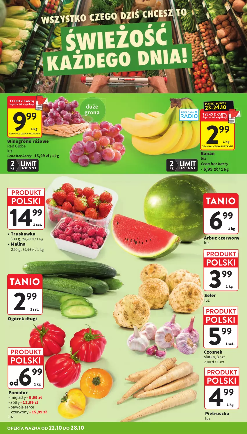 Gazetka promocyjna Intermarche - Gazetka promocyjna - ważna 22.10 do 28.10.2026 - strona 12 - produkty: Arbuz, Czosnek, Ogórek, Pietruszka, Ser, Siatka, Wino