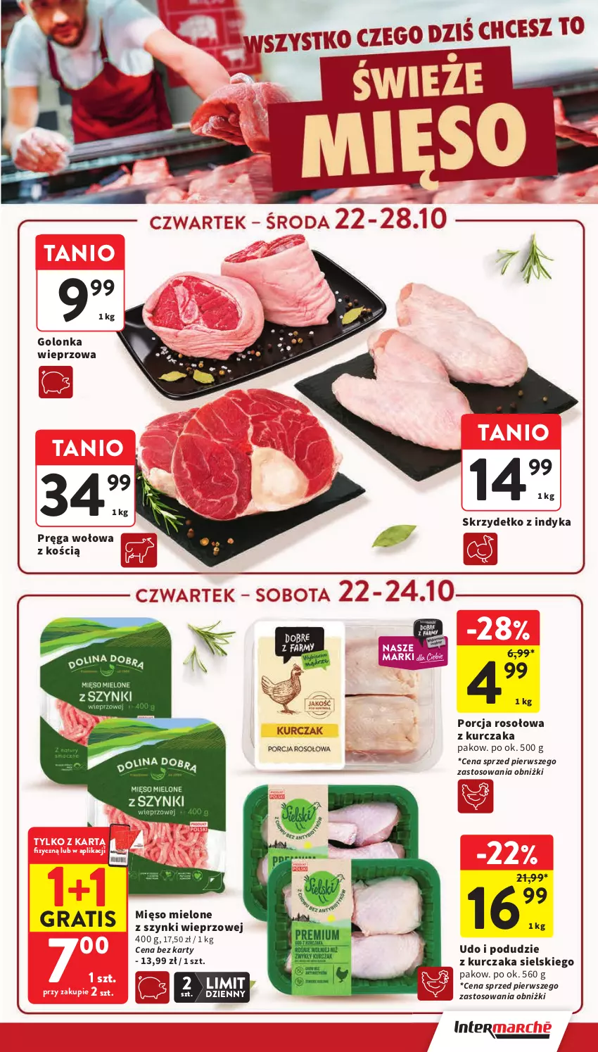 Gazetka promocyjna Intermarche - Gazetka promocyjna - ważna 22.10 do 28.10.2026 - strona 15 - produkty: Golonka wieprzowa, Gra, Kurczak, Mięso, Mięso mielone, Mięso mielone z szynki, Podudzie z kurczaka, Por, Pręga wołowa