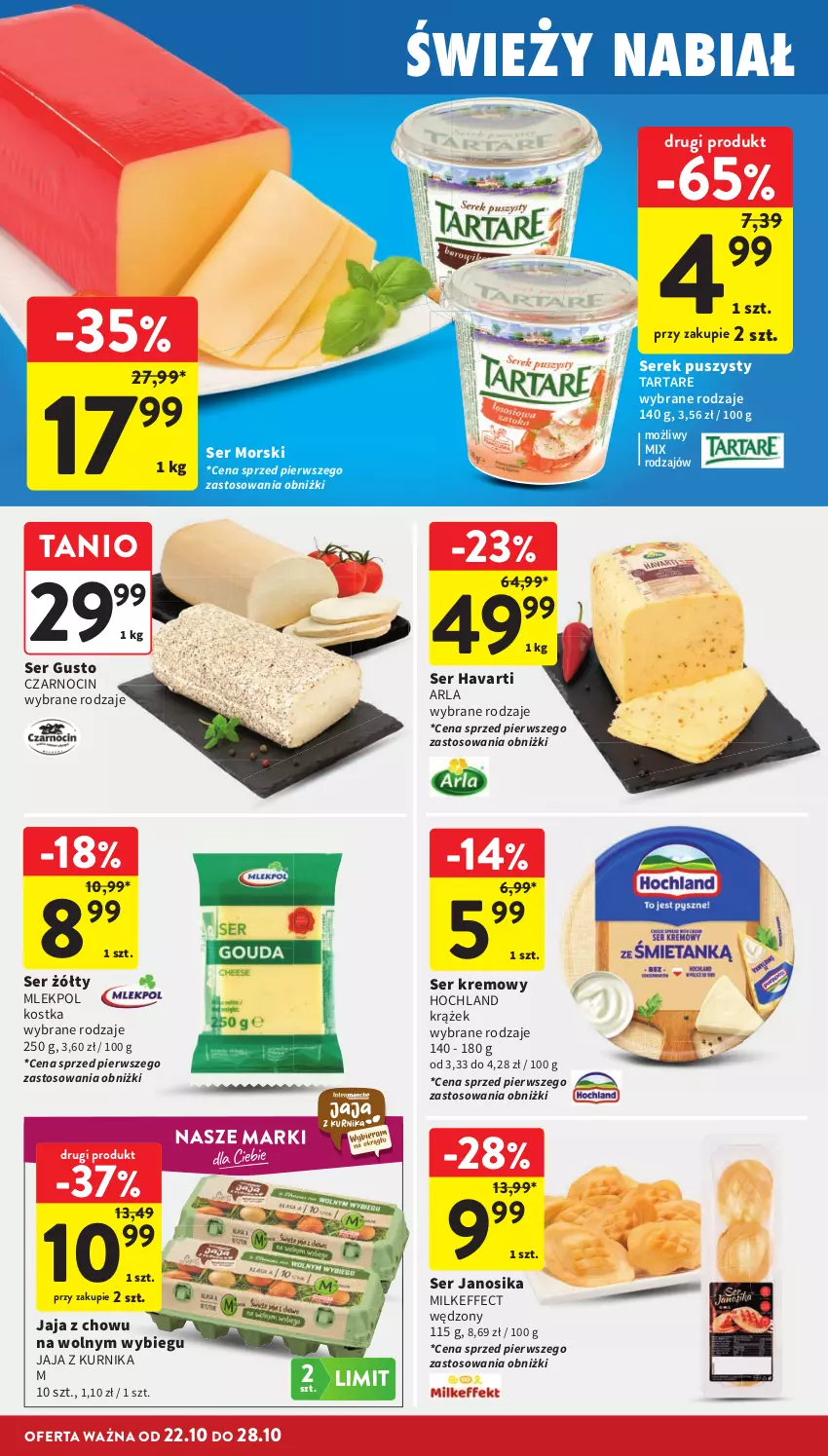 Gazetka promocyjna Intermarche - Gazetka promocyjna - ważna 22.10 do 28.10.2026 - strona 22 - produkty: Havarti, Hochland, Jaja, Ser, Serek, Serek puszysty, Tarta, Tartare