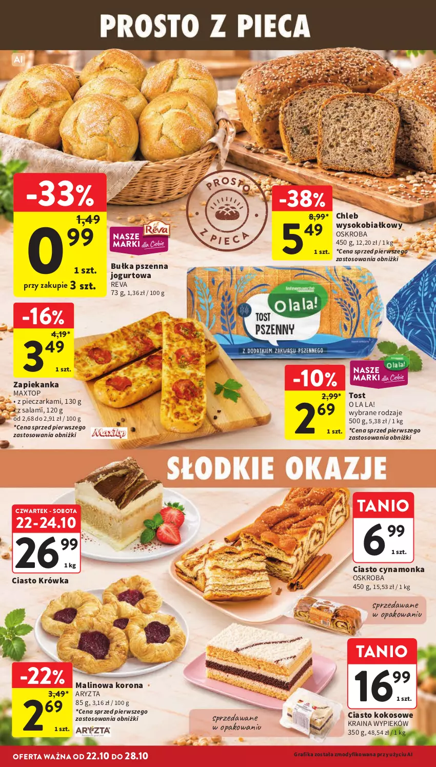 Gazetka promocyjna Intermarche - Gazetka promocyjna - ważna 22.10 do 28.10.2026 - strona 24 - produkty: Bułka, Chleb, Gra, Grafika, Jogurt, Kokos, Piec, Pieczarka, Salami, Sok, Top, Zapiekanka