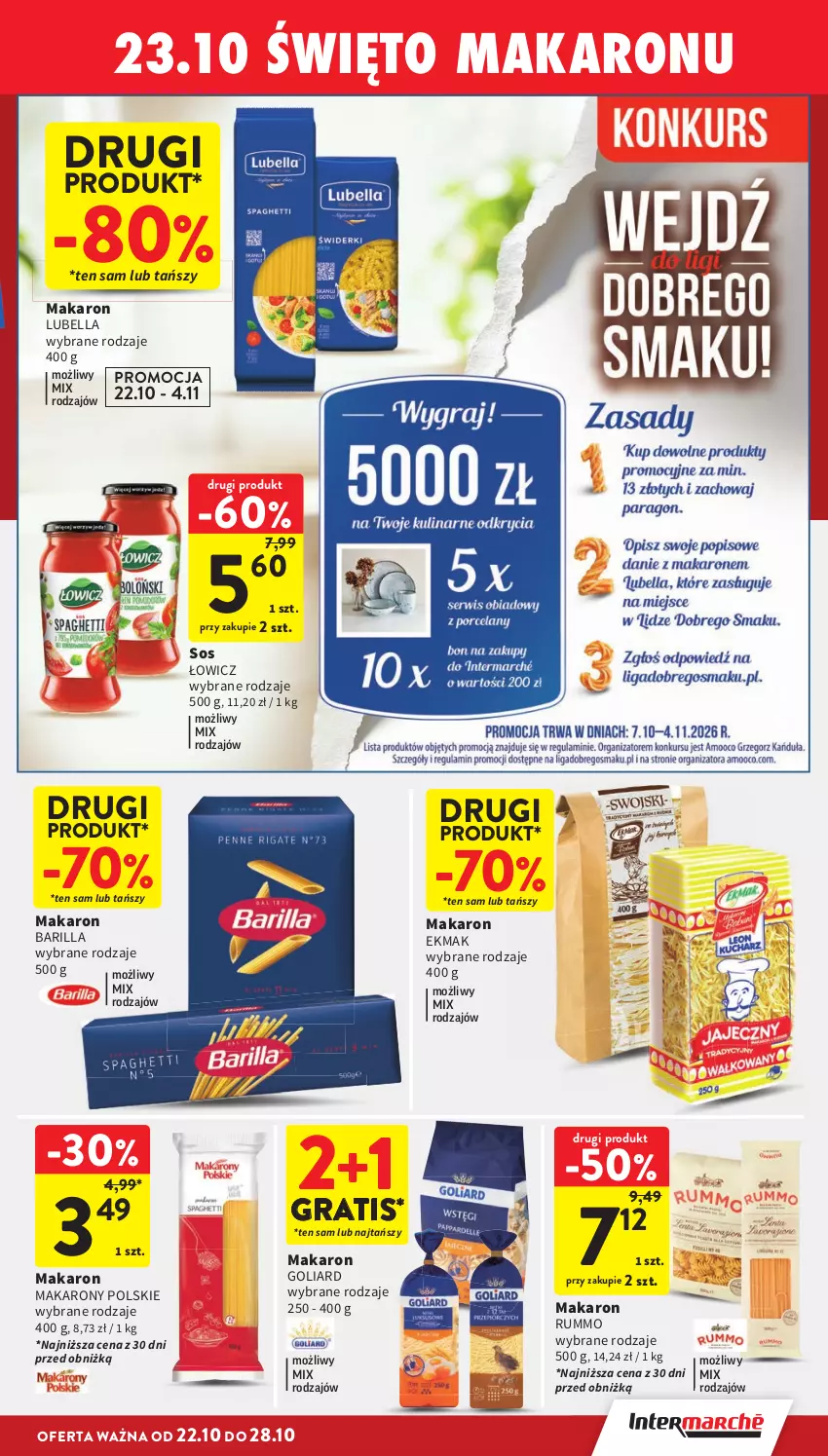 Gazetka promocyjna Intermarche - Gazetka promocyjna - ważna 22.10 do 28.10.2026 - strona 27 - produkty: Barilla, Bell, Bella, Goliard, Gra, Lubella, Makaron, Rum, Sos