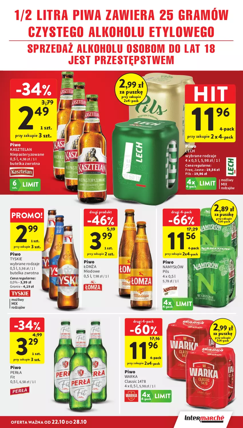 Gazetka promocyjna Intermarche - Gazetka promocyjna - ważna 22.10 do 28.10.2026 - strona 31 - produkty: Gra, Kasztelan, Namysłów, Perła, Piwa, Piwo, Tyskie, Warka