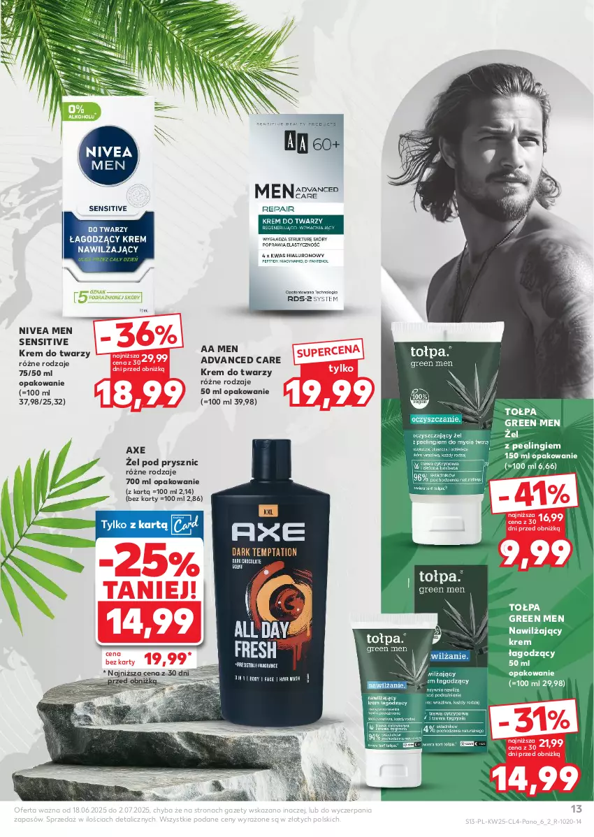 Gazetka promocyjna Kaufland - Kaufland - ważna 18.06 do 02.07.2025 - strona 13 - produkty: Advanced Care, Krem do twarzy, Nivea, Nivea Men, Peeling, Tołpa