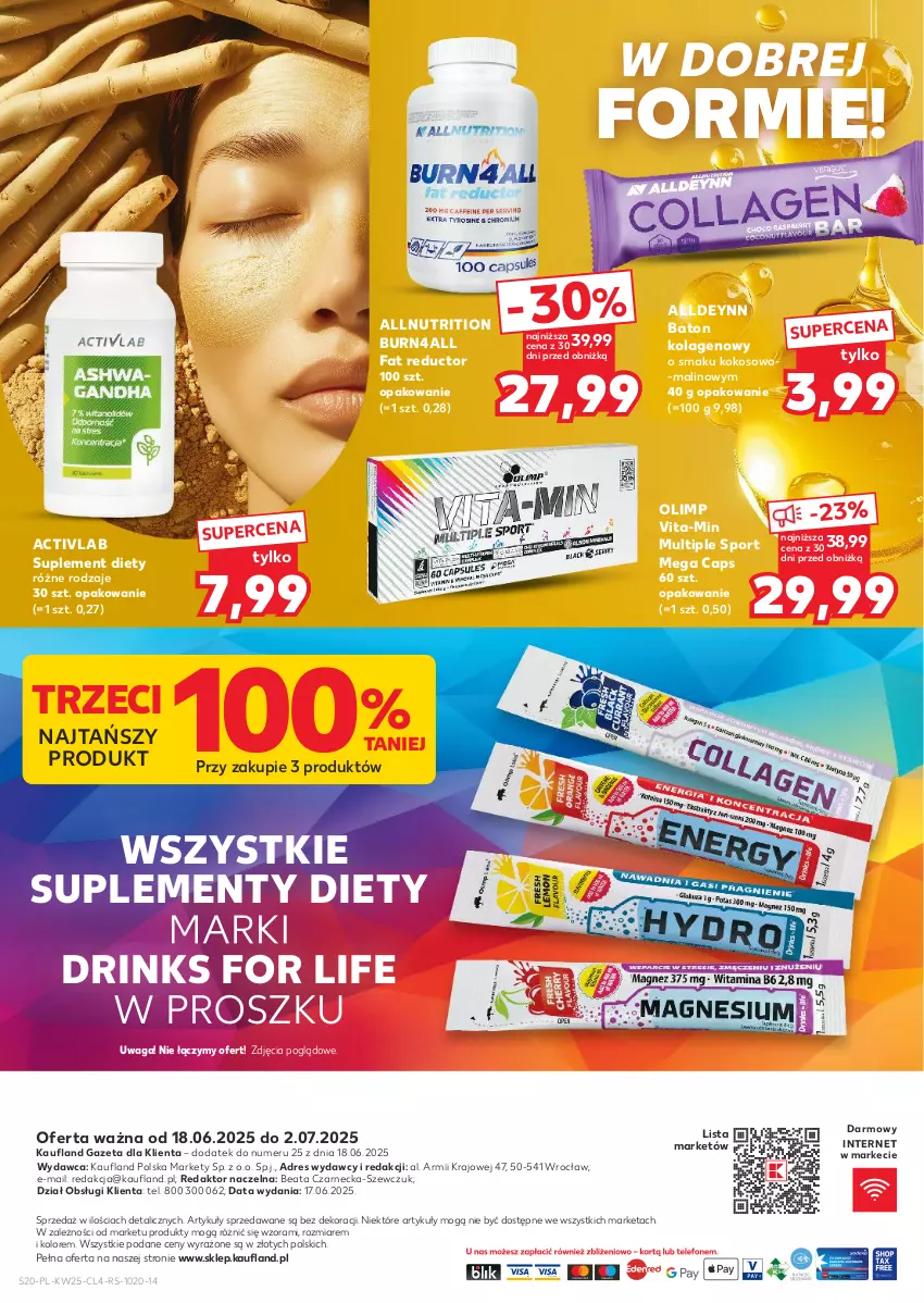 Gazetka promocyjna Kaufland - Kaufland - ważna 18.06 do 02.07.2025 - strona 20 - produkty: Baton, Dres, Fa, Kokos, Kolagen, Por, Sport, Suplement diety, Vita-Min, Waga