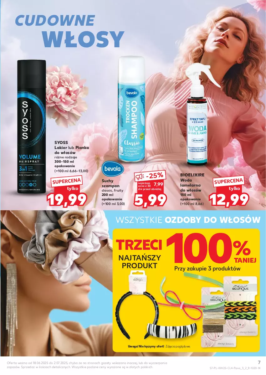 Gazetka promocyjna Kaufland - Kaufland - ważna 18.06 do 02.07.2025 - strona 7 - produkty: Lakier, Pianka do włosów, Suchy szampon, Syoss, Szampon, Waga, Woda