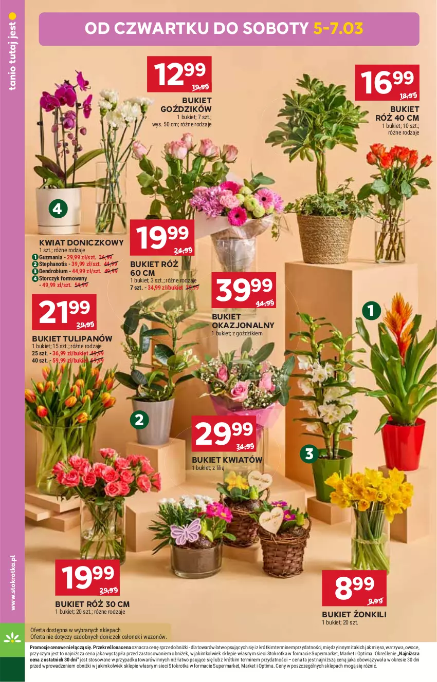 Gazetka promocyjna Stokrotka - Market - ważna 05.03 do 11.03.2026 - strona 14 - produkty: Bukiet, Mięso, Optima, Owoce, Storczyk, Tulipan, Warzywa, Wazon