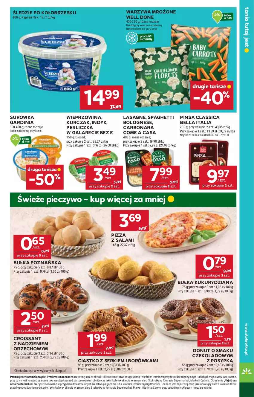 Gazetka promocyjna Stokrotka - Market - ważna 05.03 do 11.03.2026 - strona 29 - produkty: Bell, Bella, Borówka, Bułka, Croissant, Donut, Gala, Kurczak, Lasagne, Mięso, Optima, Owoce, Perliczka, Piec, Pieczywo, Pizza, Salami, Ser, Spaghetti, Surówka, Warzywa, Wieprzowina
