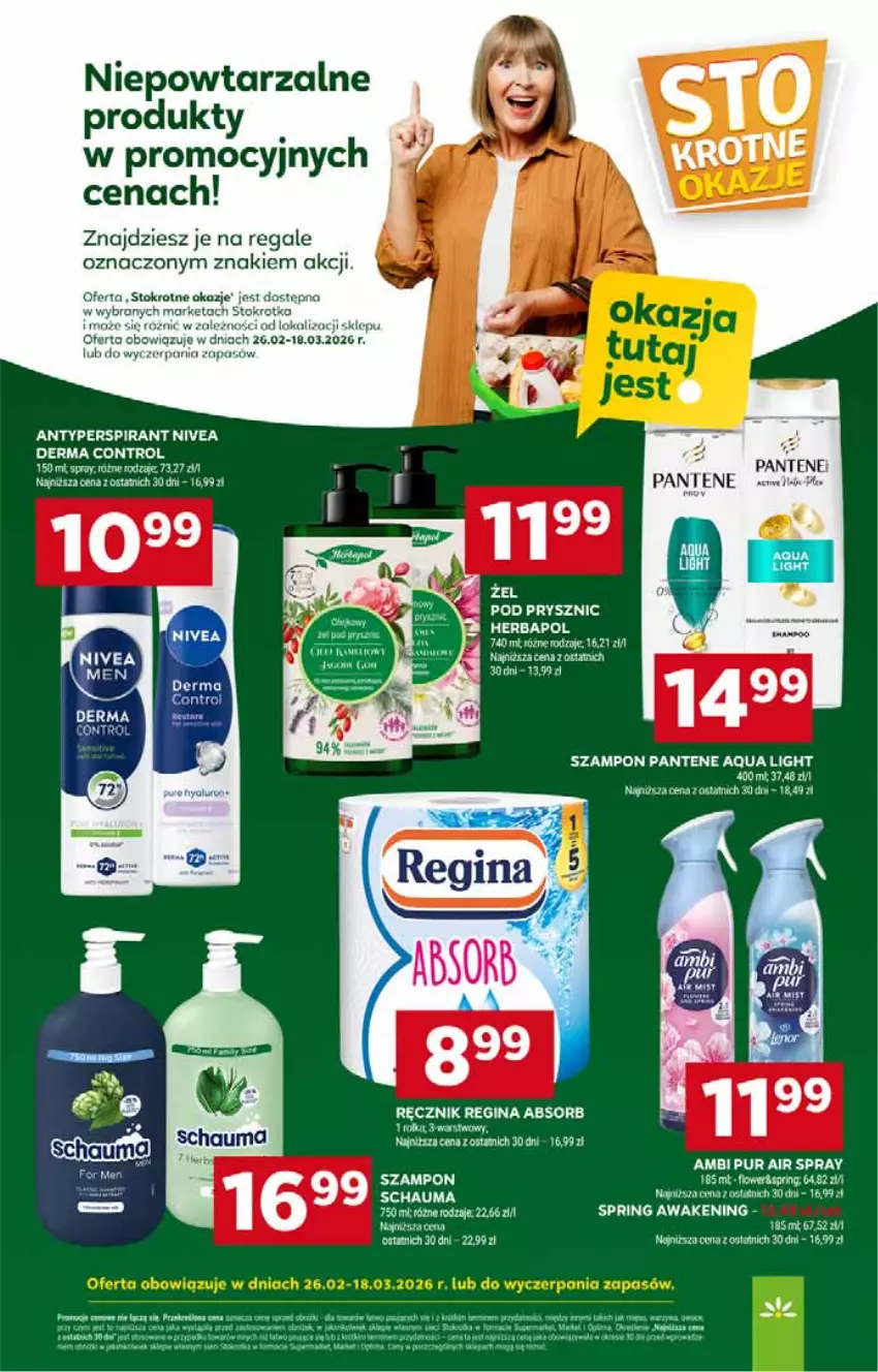 Gazetka promocyjna Stokrotka - Market - ważna 05.03 do 11.03.2026 - strona 32 - produkty: Ambi Pur, Control, Gin, Herbapol, Pantene, Pur, Ręcznik, Schauma, Szampon