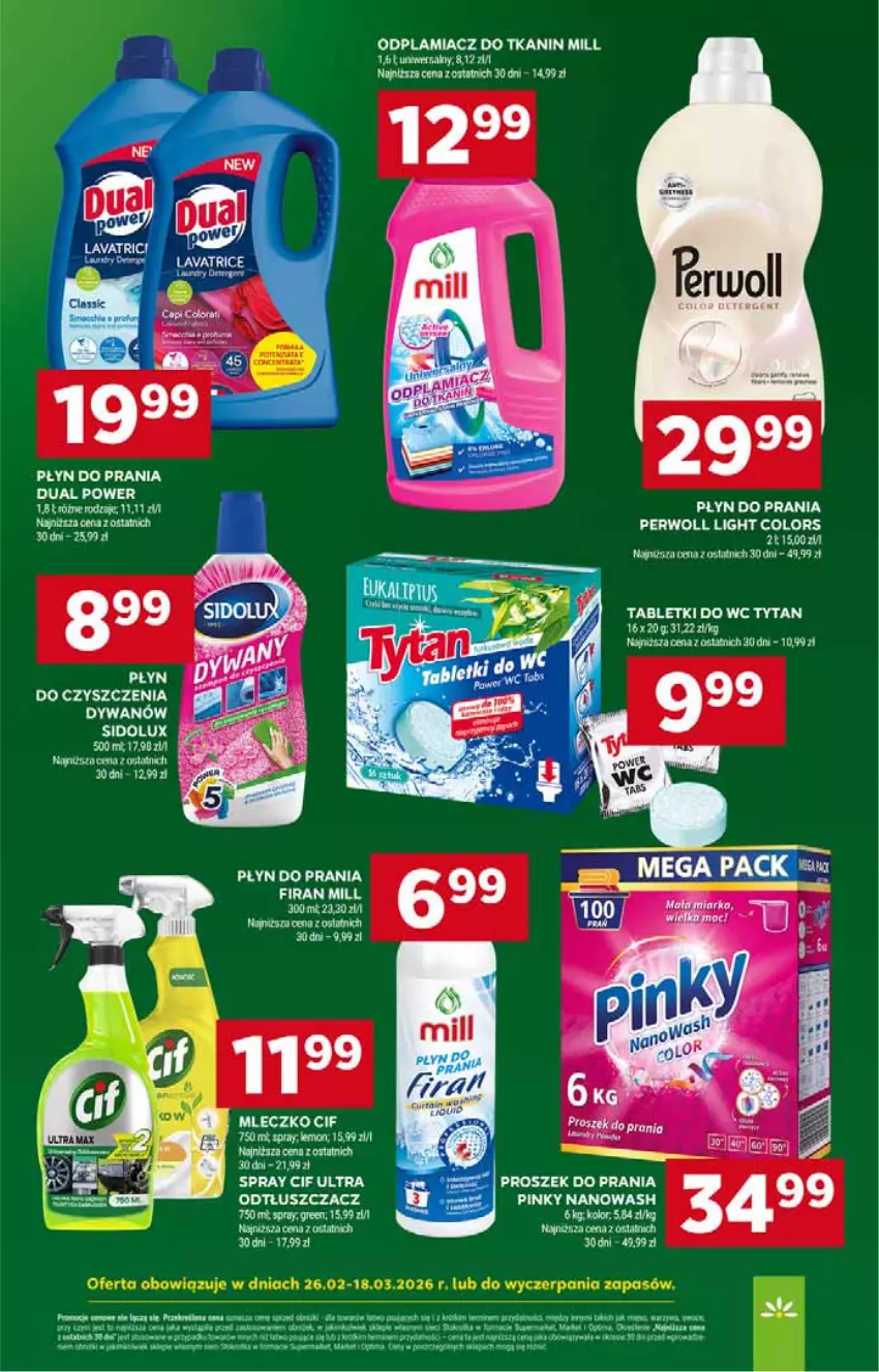 Gazetka promocyjna Stokrotka - Market - ważna 05.03 do 11.03.2026 - strona 33 - produkty: Cif, Dada, Dywan, Fa, Koc, Mleczko, Odplamiacz, Odtłuszczacz, Perwoll, Płyn do prania, Proszek do prania, Sidolux, Tablet, Tytan