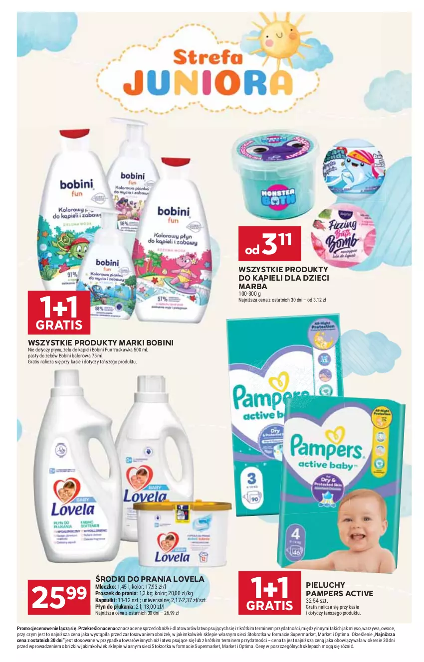 Gazetka promocyjna Stokrotka - Market - ważna 05.03 do 11.03.2026 - strona 37 - produkty: Dzieci, Gra, Lovela, Mięso, Mleczko, Optima, Owoce, Pampers, Pieluchy, Płyn do płukania, Proszek do prania, Warzywa