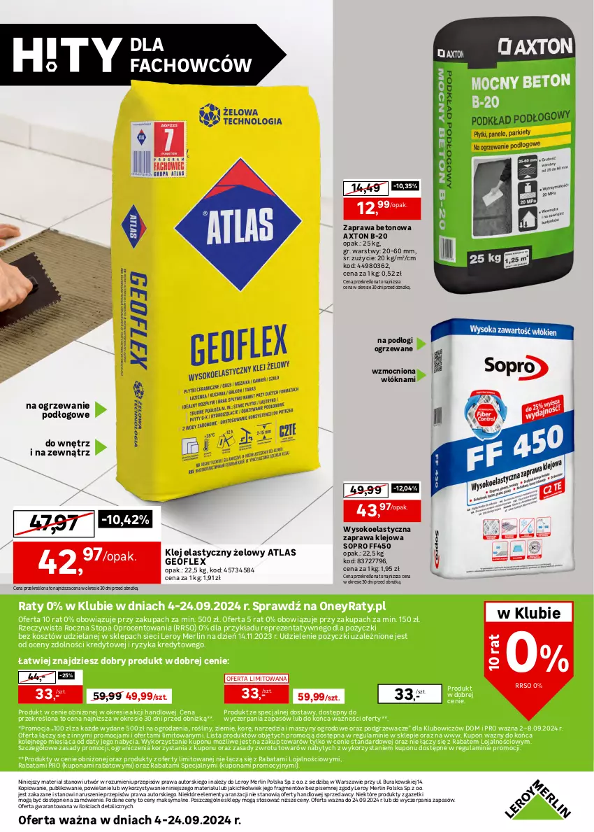 Gazetka promocyjna Leroy Merlin - Gazetka Leroy Merlin - ważna 04.09 do 24.09.2024 - strona 28 - produkty: Geoflex, Gra, Klej, Klej elastyczny, Kosz, Ogrzewanie, Olej, Podgrzewacze, Sok, Sprzedawcy, Szyny, Top, Zaprawa klejowa