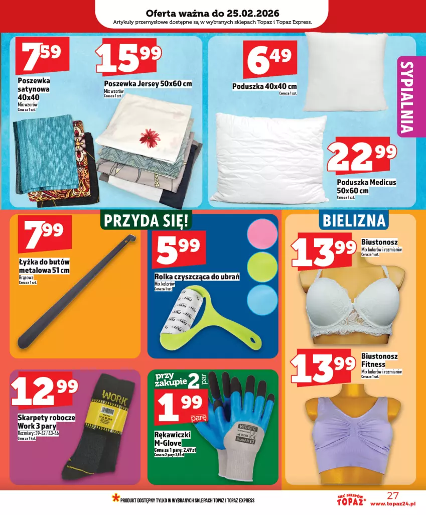 Gazetka promocyjna Topaz - Gazetka - ważna 19.02 do 25.02.2026 - strona 27 - produkty: Biustonosz, Karp, Poduszka, Poszewka, Top