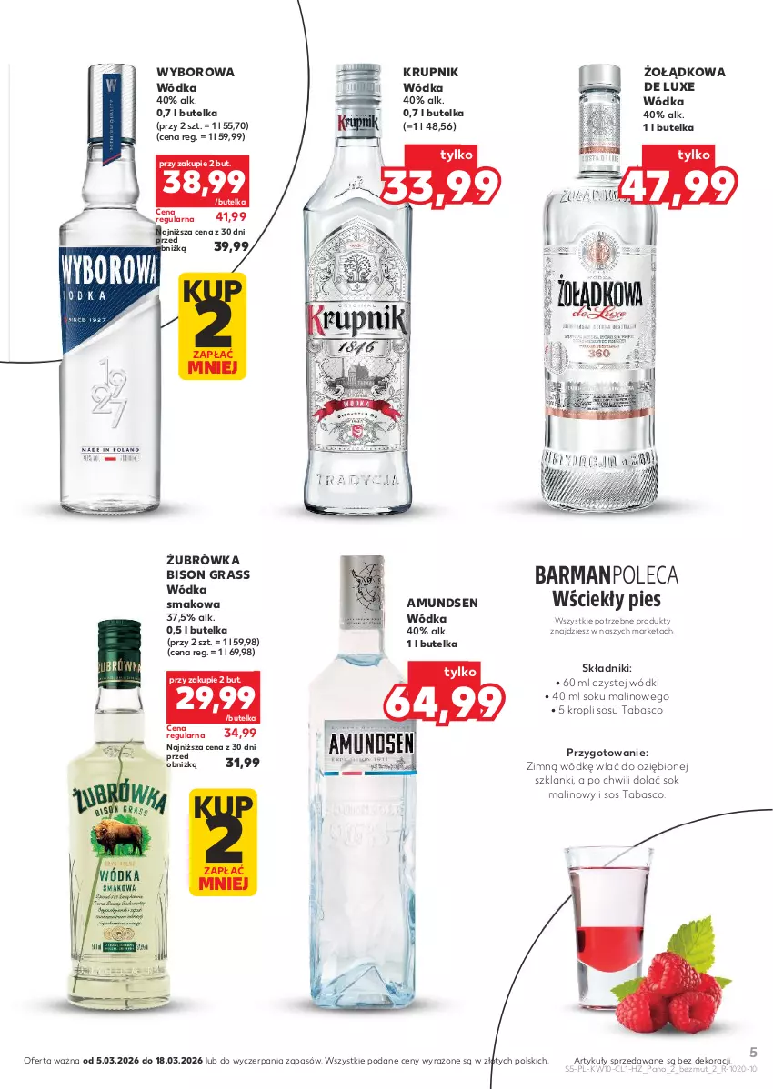 Gazetka promocyjna Kaufland - Barek Kauflandu - ważna 05.03 do 18.03.2026 - strona 5 - produkty: Amundsen, Gra, Krupnik, Lanki, Sok, Sos, Sos tabasco, Wódka, Wyborowa