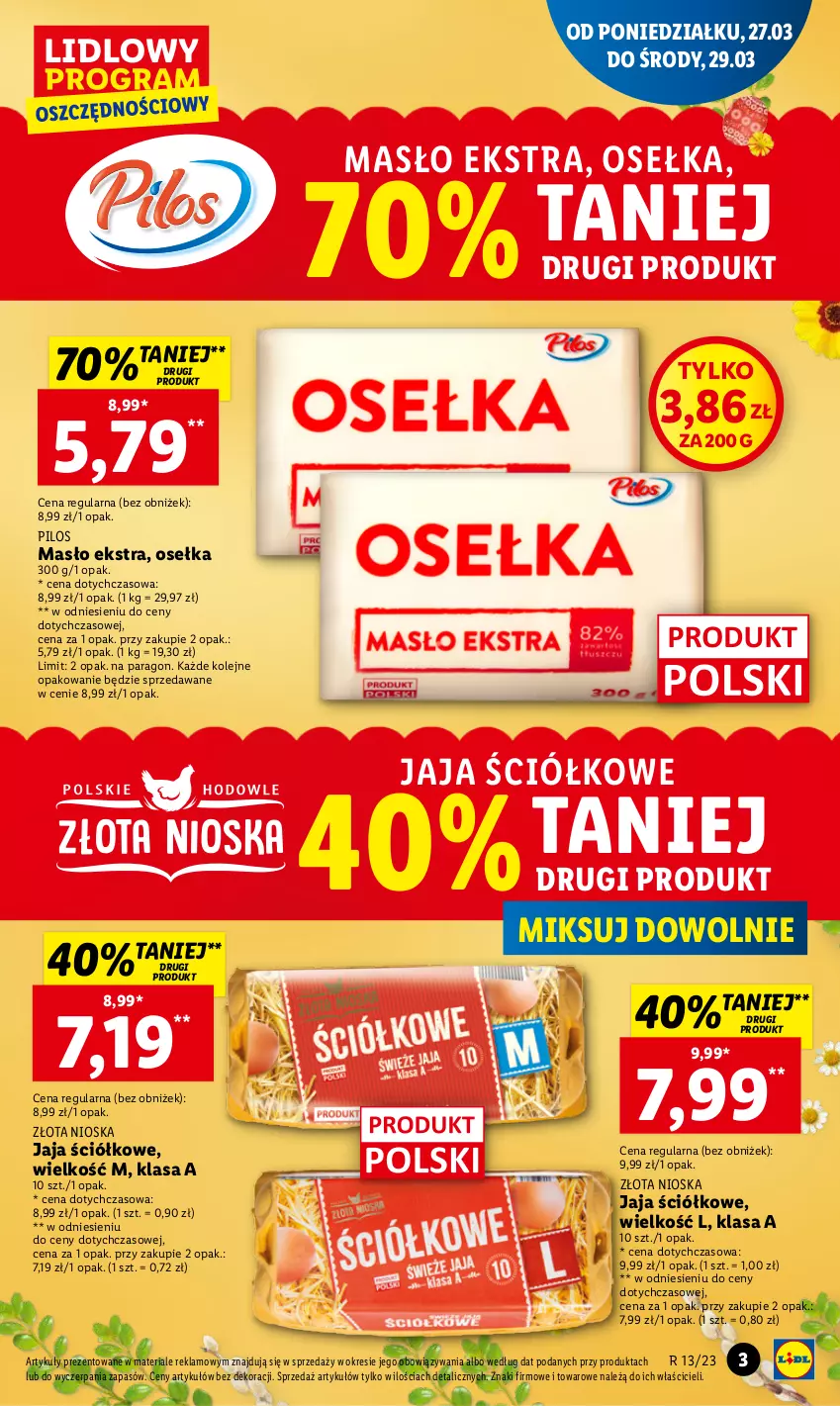 Gazetka promocyjna Lidl - GAZETKA - ważna 27.03 do 29.03.2023 - strona 3 - produkty: Jaja, Masło, Olej, Pilos