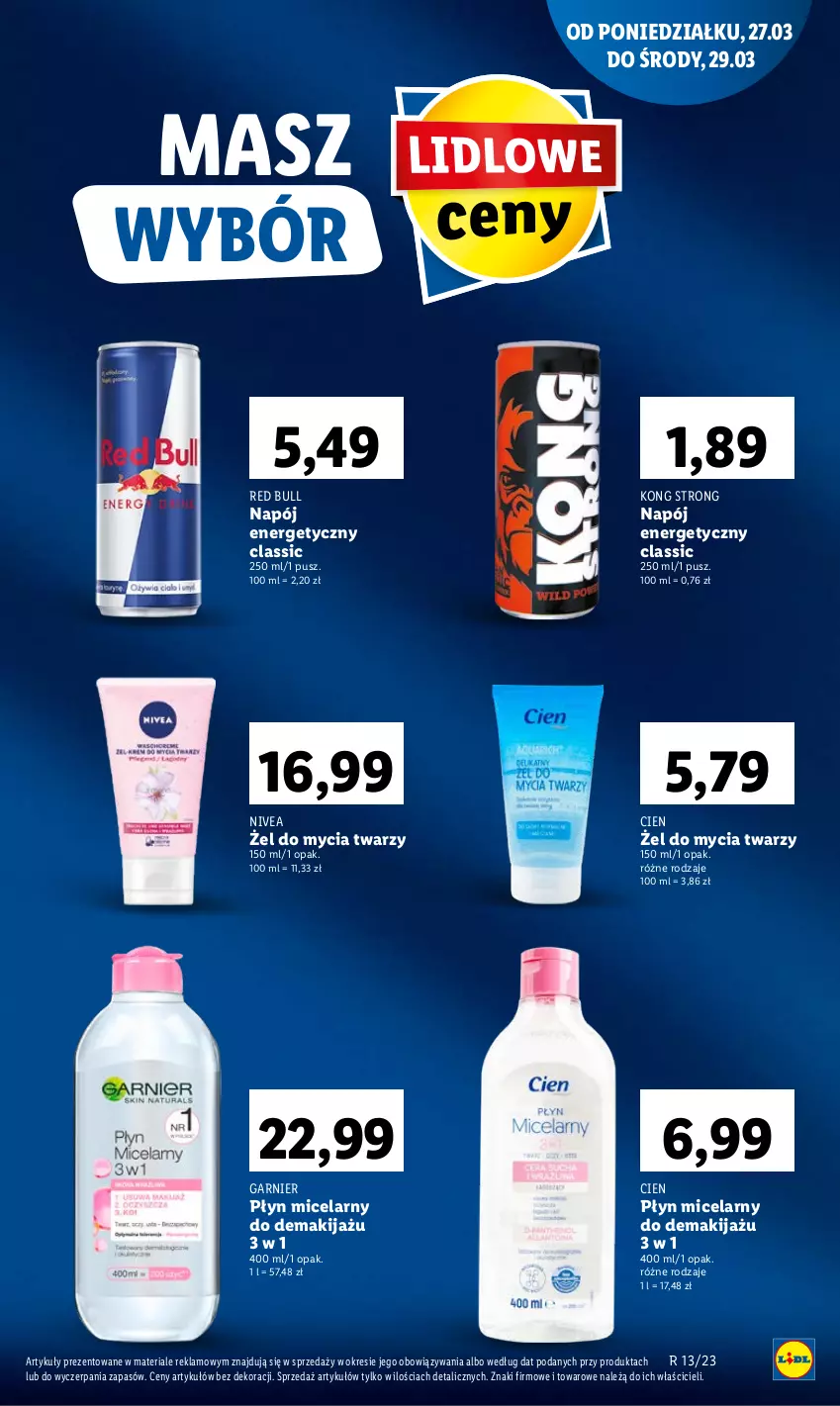 Gazetka promocyjna Lidl - GAZETKA - ważna 27.03 do 29.03.2023 - strona 31 - produkty: Garnier, Makijaż, Napój, Napój energetyczny, Nivea, Płyn micelarny, Red Bull