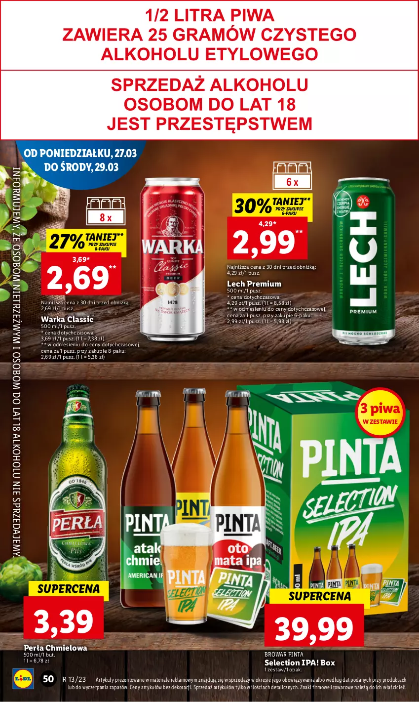 Gazetka promocyjna Lidl - GAZETKA - ważna 27.03 do 29.03.2023 - strona 56 - produkty: Lech Premium, Perła, Piwa, Warka