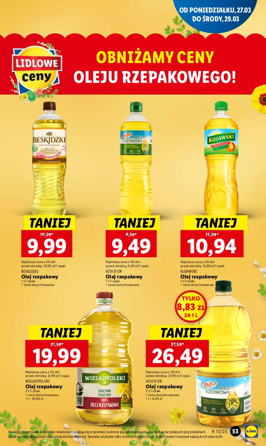 Gazetka promocyjna Lidl - GAZETKA - ważna 27.03 do 29.03.2023 - strona 59 - produkty: Beskidzki, Kujawski, Olej, Olej rzepakowy