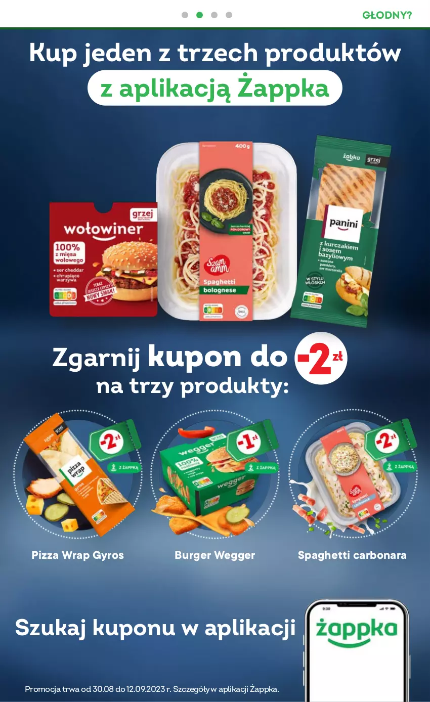 Gazetka promocyjna Żabka - ważna 30.08 do 12.09.2023 - strona 7 - produkty: Burger, Gyros, Pizza, Spaghetti