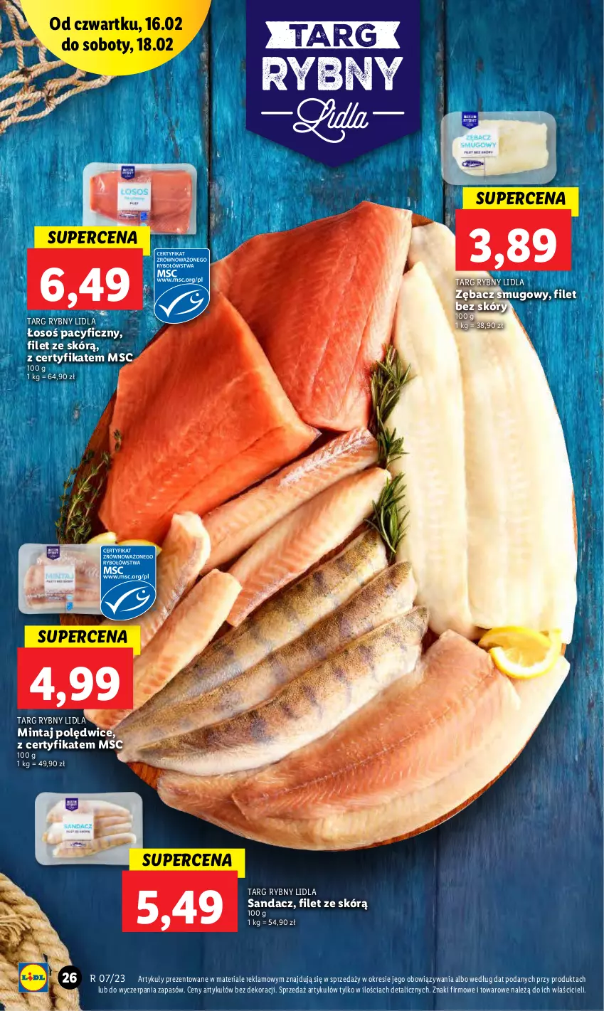 Gazetka promocyjna Lidl - GAZETKA - ważna 16.02 do 18.02.2023 - strona 26 - produkty: Mintaj, Sandacz