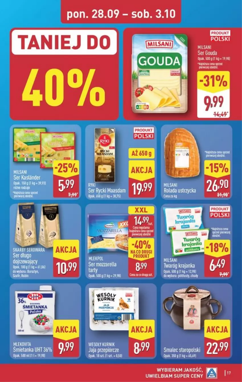 Gazetka promocyjna Aldi - Pełna oferta - ważna 28.09 do 03.10.2026 - strona 17 - produkty: HP, Jaja, Metro, Mleko, Ser, Smalec