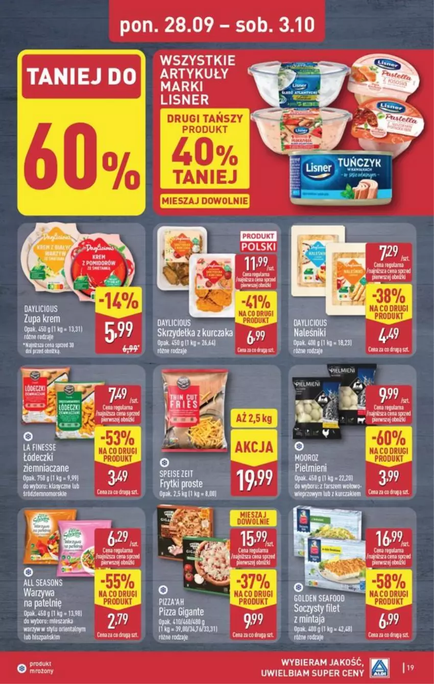 Gazetka promocyjna Aldi - Pełna oferta - ważna 28.09 do 03.10.2026 - strona 19 - produkty: Fa, Kurczak, LG, Lisner, Pizza, Warzywa