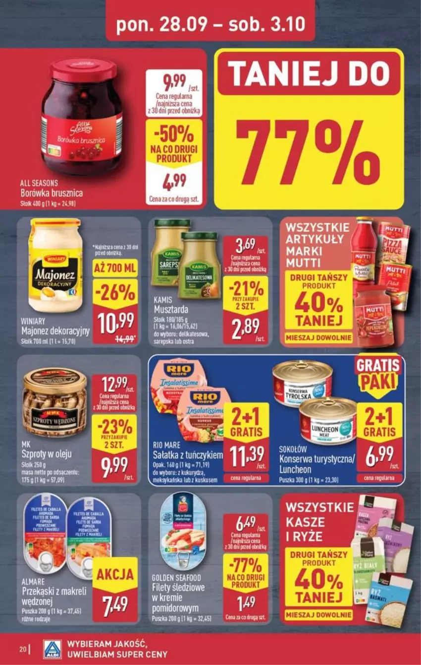 Gazetka promocyjna Aldi - Pełna oferta - ważna 28.09 do 03.10.2026 - strona 20 - produkty: Borówka, Borówka brusznica, Fa, Gala, Gra, Kask, Majonez, Olej, Ryż, Sałat, Sałatka, Ser, Szprot, Tuńczyk