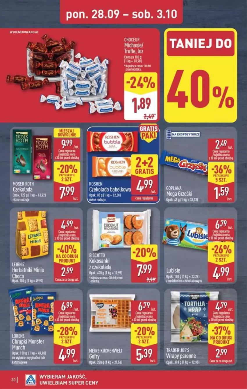Gazetka promocyjna Aldi - Pełna oferta - ważna 28.09 do 03.10.2026 - strona 30 - produkty: Czekolada, Fa, Gra, Grześki, LANA, Piec