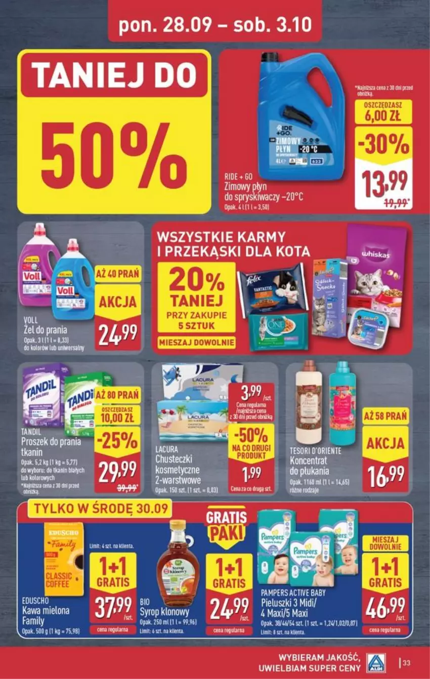 Gazetka promocyjna Aldi - Pełna oferta - ważna 28.09 do 03.10.2026 - strona 33 - produkty: Fa, Gra, Pampers, Płyn do spryskiwaczy, Przekąski dla kota, Syrop