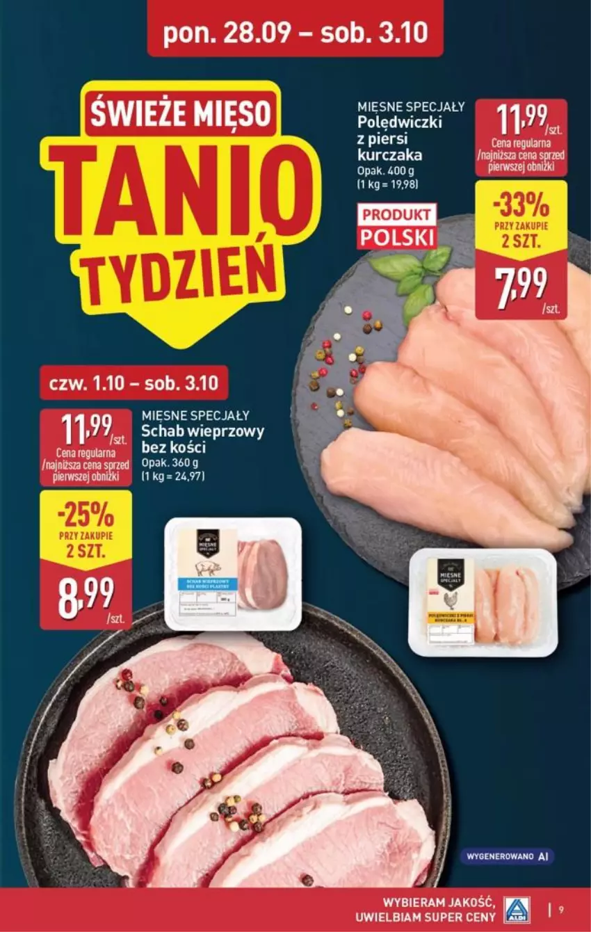 Gazetka promocyjna Aldi - Pełna oferta - ważna 28.09 do 03.10.2026 - strona 9 - produkty: Kurczak, Mięsne specjały, Schab wieprzowy